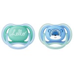 Соска-пустышка силиконовая, Avent (Авент) 2 шт SCF 342/22 ультра эйр ортодонтическая для мальчиков 6-18 мес