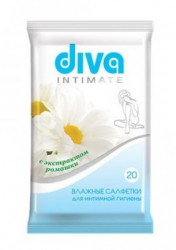 Салфетки влажные для интимной гигиены Diva ромашка 20 шт.